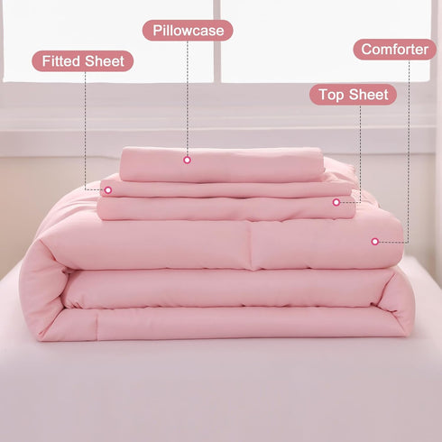 Set 4 Set Wowelife Pink Toddler Bedding for Girls Toddler Bedding Pieces Boho Tufted Comforter with Ruffles Design