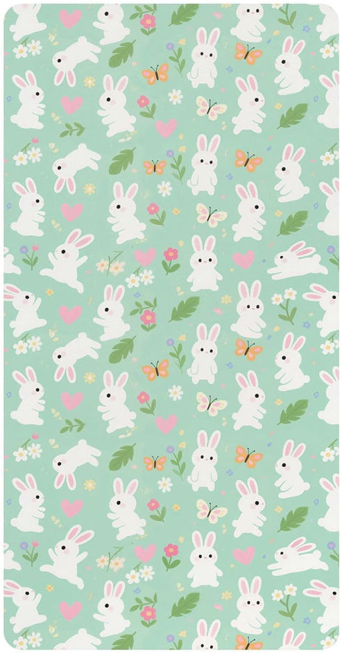 miaozhen Cotton Baby Crib Sheets Ultra Soft Cute Bunny Rabbit Butterfly Flower Light