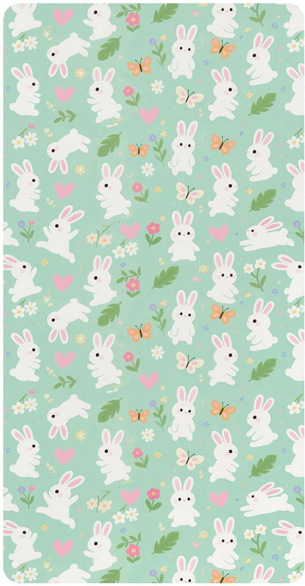 miaozhen Cotton Baby Crib Sheets Ultra Soft Cute Bunny Rabbit Butterfly Flower Light
