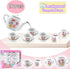16 Set Playset Piece Rose Flower Miniature Porcelain Ceramic Tea | Kids Toy Mini Pretend Play Kitchen Decorated | Small
