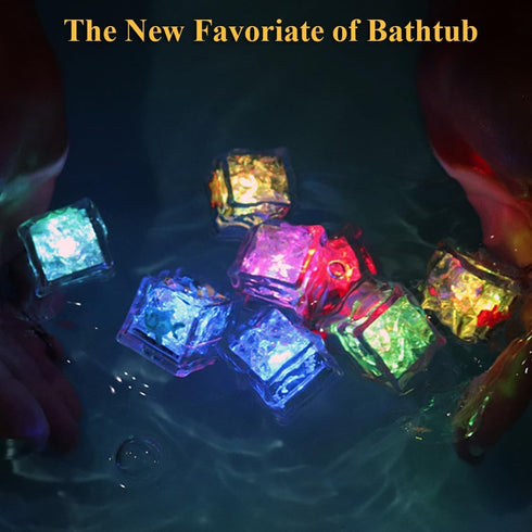 8 Swimming Novelty Kids Bath Toy PCS Simulation Ice Cube Liquid Water Sensor Mutlticolor Glowing Luminous Ice Cube