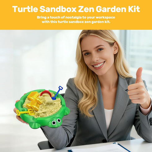 Estairkas Mini Turtle Sandbox Zen Garden for Desk, Desktop Sandbox on the Go Stress Relief, Mini Desk Zen Sand Garden
