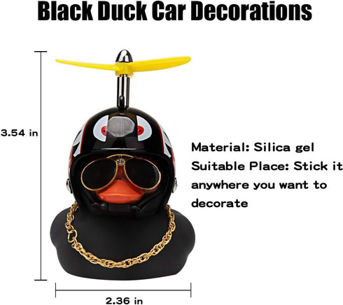 wonuu Pink Rubber Duck Car Ornaments Set - Dashboard Decorations with Propeller Helmet, Sunglasses, and Gold Chain