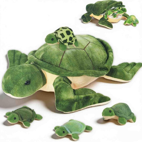 5 PCS Sea Turtle Stuffed Animals with Babies, 12" Mommy Stuffed Turtle