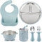 PandaEar 6-in-1 Stainless Steel Baby Feeding Set | Divided Suction Plate, Bowl,