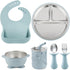 PandaEar 6-in-1 Stainless Steel Baby Feeding Set | Divided Suction Plate, Bowl,