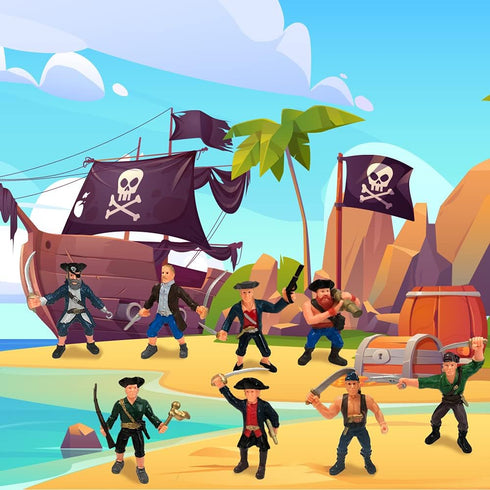 ArtCreativity Pirate Action Figures Playset, Set of 8 Plastic Pirates Figures in Assorted Poses, Toys for Kids