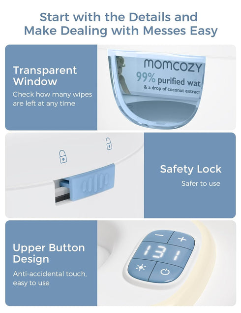 Momcozy 60-80pcs, 4 Baby Wipe Warmer, Innovative Spring Design, Large Capacity Wipes Dispenser for Fast & Even Heating
