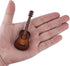 Dselvgvu Wooden Miniature Guitar with Stand, Brown Model for Dollhouse Decoration, 3.93"x1.42"x0.56"