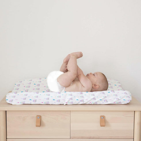Rainbow Changing Pad Covers, Cute Colorful Changing Table Cover for Boys Girls, Ultra Soft Breathable Stretchy Diaper