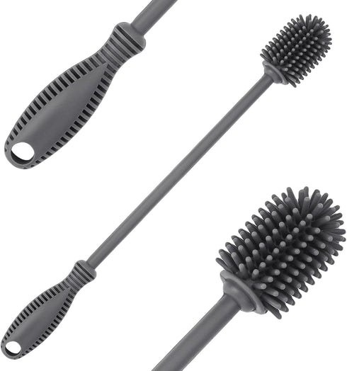Silicone Bottle Cleaning Brush with Long Handle, 12.5" Water Bottle Cleaner for Baby Bottles and Glassware