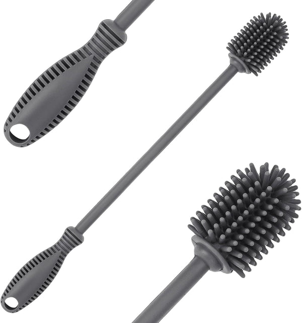 Silicone Bottle Cleaning Brush with Long Handle, 12.5" Water Bottle Cleaner for Baby Bottles and Glassware