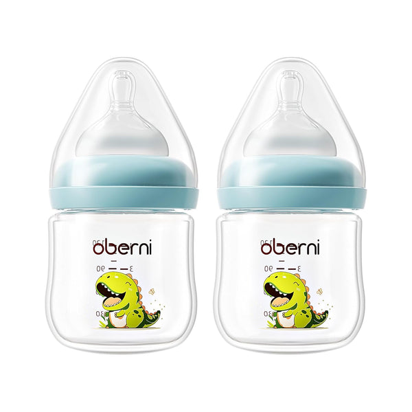 Oberni Baby Bottles with Size S Slow Flow Breast-Like Soft Teat for