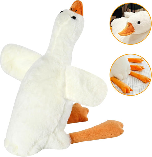 Goose Stuffed Animal Plush Toy, 20 Inch Cute Duck Pillow Doll, Gift for Anxiety Kids and Friends, White