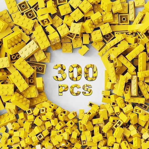 300 Pcs Classic Building Bricks, Yellow Bulk Bricks, Creative Building Block Toys for Boys Girls Ages 6-10