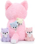 Muiteiur 5-Piece Mommy & Baby Fox Plush Set, Soft Stuffed Animals for Kids, 20-inch Pink Gift for Birthdays