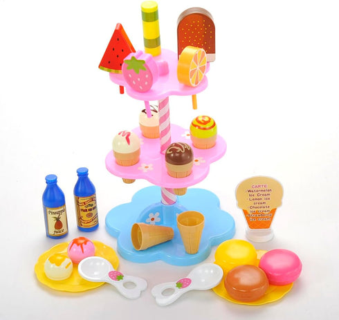 PowerTRC 22 Pcs Sweet Treats Ice Cream & Desserts Tower Playset for Kids' Adventures