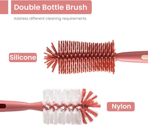 5-in-1 Set, Ariseno Baby Bottle Brush Bottle Brush for Baby, Baby Bottle Scrubber, Including Silicone & Nylon Bottle