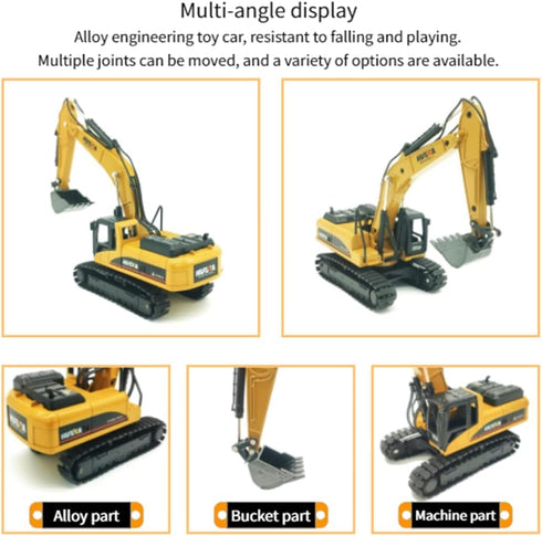 Mini Excavator Toys for Boys, Bulldozer Loader Vehicle for Kids, Sturdy Metal Construction Cars for Indoor/Outdoor Play