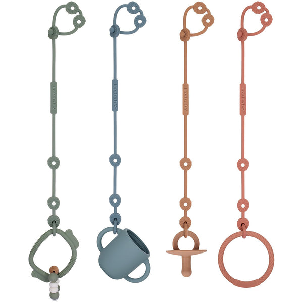 Toy Straps for Baby Silicone Pacifier Clips Adjustable Stretchable Teether Straps for Strollers, High Chair, BPA Free