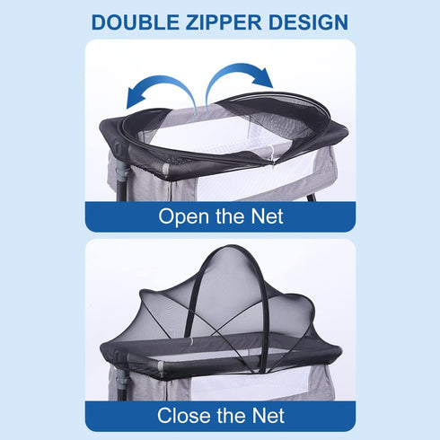 Mosquito Net for Baby Crib to Keep Insects/Bugs/Cats Out, Toddler Bassinet Bedside Sleeper Crib Tent Safety Net