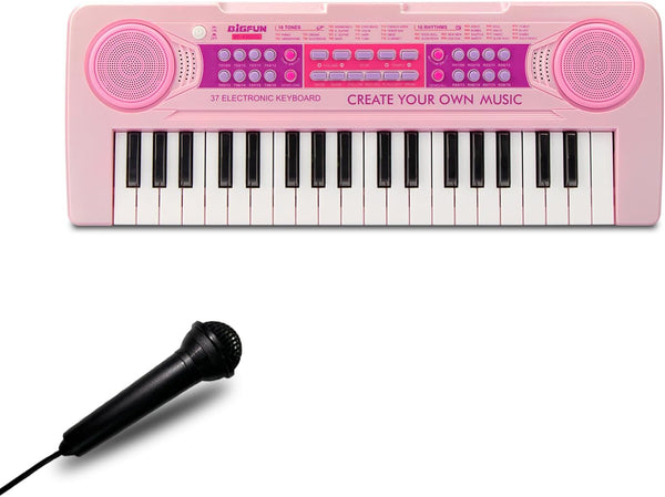 37 Keys Kids Piano Keyboard Toys with Microphone, Learning Educational Toddler Keyboard for Ages 3-8 (Pink)
