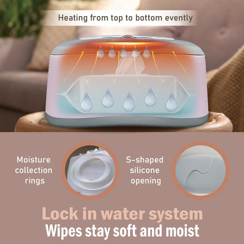 100 GOGO pure Baby Wet Wipes Warmer & Dispenser, Holder and Case - Purple, Playful/Cute, with Easy Press On/Off Switch