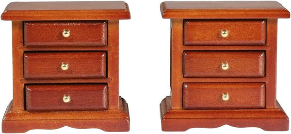Wooden Dollhouse Night Stands Set of 2, Bedside Tables, Dolls House Furniture, 1/12 scale