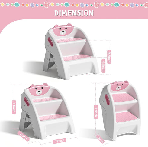 TPN A-Frame,10-Second 2-Step Toddler Step Stool for Bathroom Sink and Potty Training Durable Anti-Slip,Anti-Tip