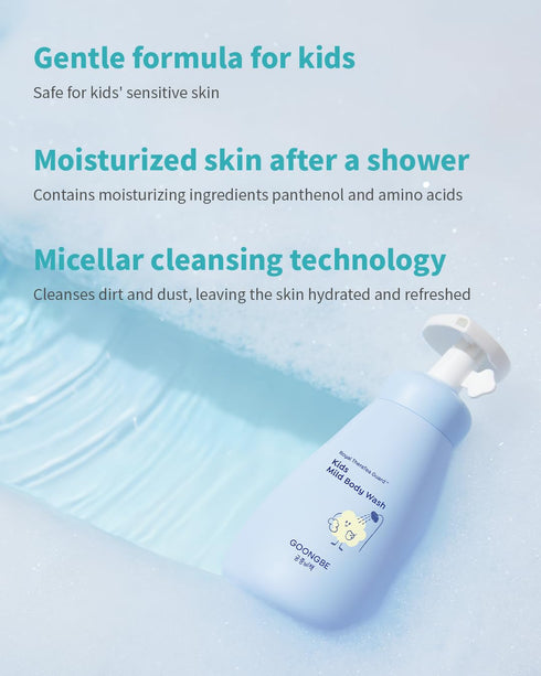 Set 10.1 fl.oz. 10.1 fl.oz. GOONGBE Kids Wash Duo - Korean Low pH Silky Shampoo & Mild Body Wash - Silicone-Free Hair