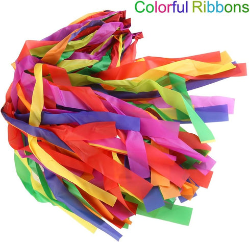 Rainbow Dance Ribbons - 12PCS Rhythm Ribbon Streamers for Kids, Bright & Multi-Colored
