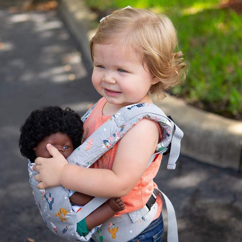Bebamour Original Baby Doll Carrier for Kids - Green Floral Design