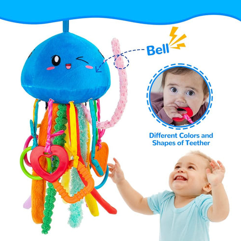 10 0-3-6-18 teytoy Sensory Toy, Texture Toys for Babies with Rattle, Autism Sensory Toys Jellyfish Shape Tactile