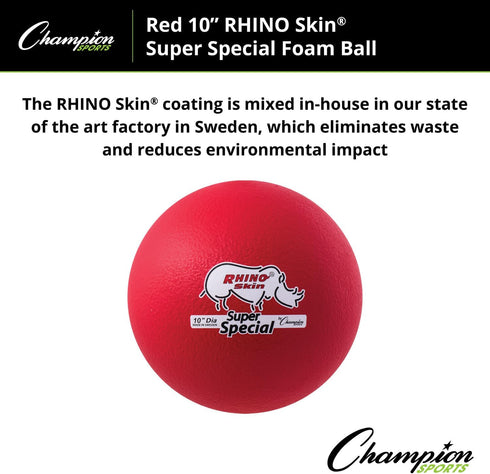 Champion Sports Super Special Rhino Skin Ball, Red, 10 Inch
