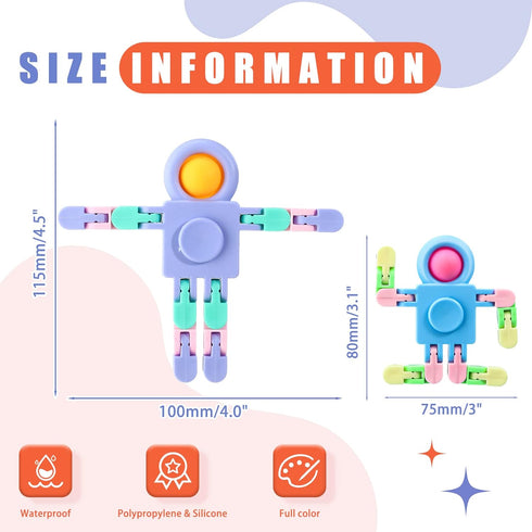 24 Hanaive Pcs Robot Fidget Spinners for Kids Transformable Fingertip Gyro Chain Toy Deformable DIY Stress Relief