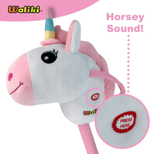 WALIKI Unicorn Stick Horse Toy - Cute Birthday Gift for 2-7 Year Old Girls