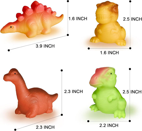 Light Up Bath Toys, 6 Packs Floating Dinosaur Bathtub Toys for Toddlers, No Hole Baby Bath Toys for Kids