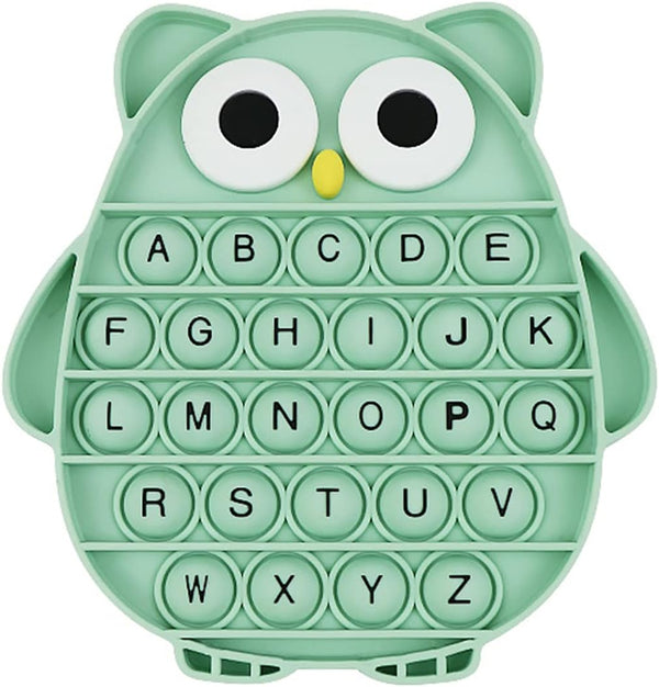 Push Pop Bubble Fidget Sensory Toy, Silicone Stress Relief Popping Toy, ABC Owl Shaped Learning Tool for Kids