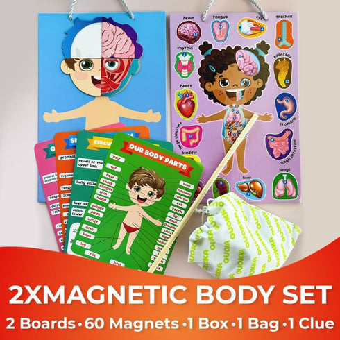 3-5 QUOKKA Magnetic Puzzles for Kids Montessori Puzzles for Toddlers Preschool Game Learning Human Body Parts Anatomy