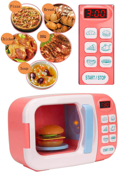 BoterLun Set 6 3+ Microwave Toys Kitchen Play with Light Sound,Kids Pretend Play Electronic Oven with Play Food