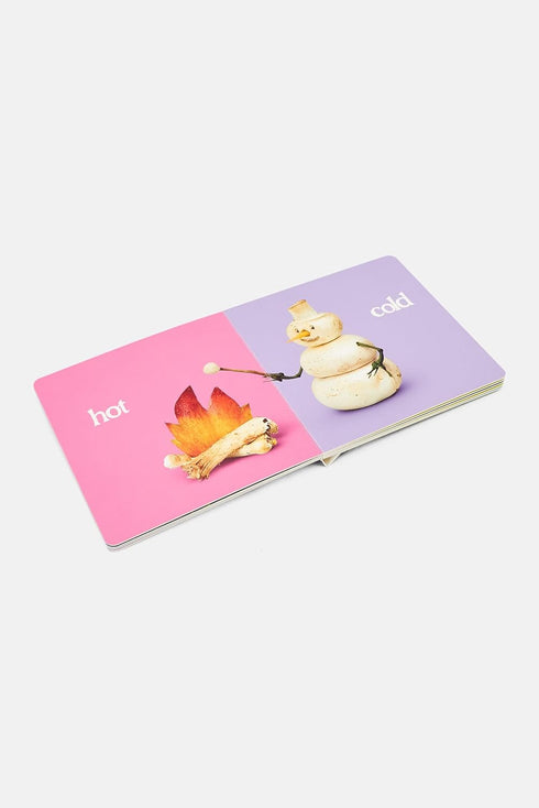 eeBoo Play with Your Food Opposites Board Book by Saxton Freeman, Educational for Kids
