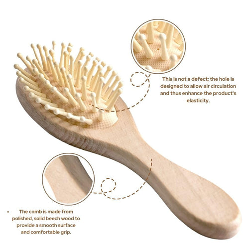 Set Premium Baby Hair Brush Natural Goat Hair & Bamboo Bristle Brushes, Beechwood Comb, Cotton Pouch Gentle Scalp Care
