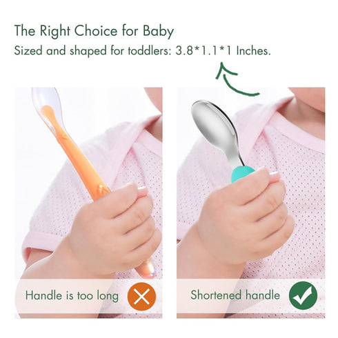 Baby Fork and Spoon Set with Carry Case, Toddler Silverware, Silicone and Stainless Steel Utensil Set, Bees