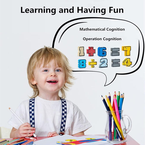 15 3-10 Number Transforming Toys Pieces Number Robot, Number-Blocks for Learning & Play Transform Into Car