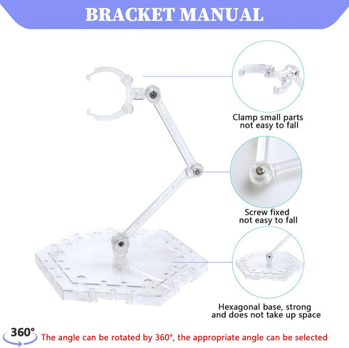 POMER Action Figure Stand, 5 Pcs Transparent Assembly Holder Base Display Model Support for HG/RG Gundam