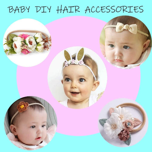inSowni 50 Pack Super Soft Stretchy Solid Nylon Headbands, One Size Fits All Baby Hair Bands