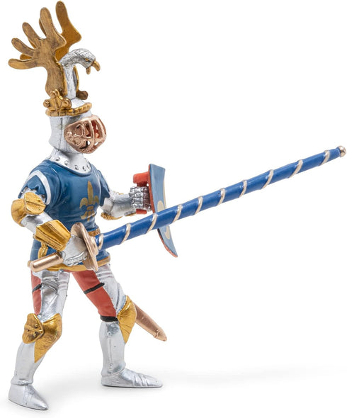 Papo Hand-Painted Medieval-Fantasy Figurine - Blue Knight Fleur de LYS, Collectible for Children