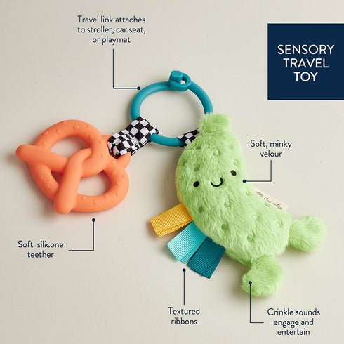 Itzy Ritzy Infant Toy & Teether - Itzy Pal Baby Teething Toy Includes Lovey, Crinkle Sound, Textured Ribbons & Silicone