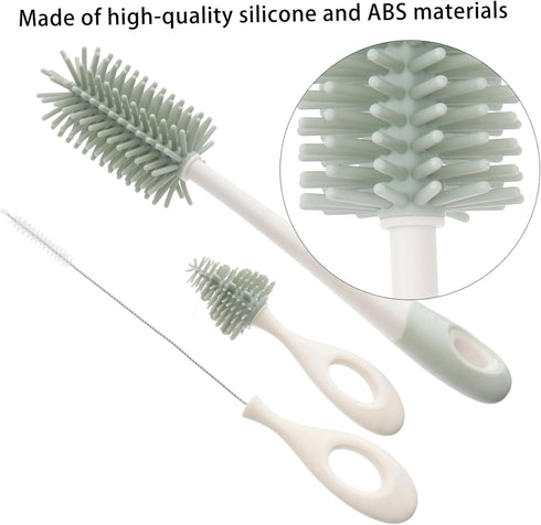 Cleaning Brush Set Baby Suits Childrens Water Scrub Brush Milk Bottle Cleaner Baby Kids Bottle Brush Silicone Baby Bottle Water Cup to Rotate Food Grade Silicone Glasses by ORFOFE
