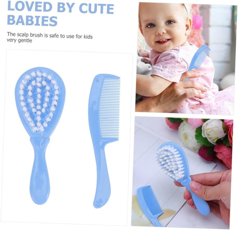 Set Gentle Dandruff Comb and Brush for Newborns in Blue